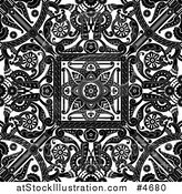 Vector Illustration of a Black and White Floral Arabic Pattern by AtStockIllustration