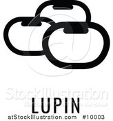 Vector Illustration of a Black and White Food Allergen Icon of Beans over Lupin Text by AtStockIllustration