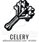 Vector Illustration of a Black and White Food Allergen Icon of Celery Text by AtStockIllustration