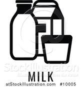 Vector Illustration of a Black and White Food Allergen Icon of Milk over Text by AtStockIllustration