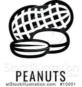 Vector Illustration of a Black and White Food Allergen Icon of Peanuts over Text by AtStockIllustration