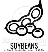 Vector Illustration of a Black and White Food Allergen Icon of Soybeans over Text by AtStockIllustration