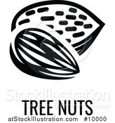 Vector Illustration of a Black and White Food Allergen Icon of Tree Nuts over Text by AtStockIllustration