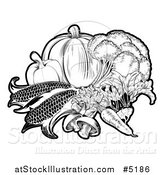 Vector Illustration of a Black and White Fresh Vegetables by AtStockIllustration