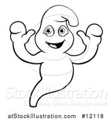 Vector Illustration of a Black and White Ghost by AtStockIllustration