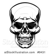 Vector Illustration of a Black and White Grinning Skull by AtStockIllustration