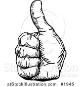 Vector Illustration of a Black and White Hand with a Thumb up by AtStockIllustration