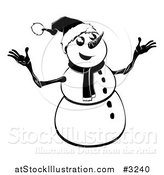 Vector Illustration of a Black and White Happy Christmas Snowman by AtStockIllustration