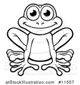 Vector Illustration of a Black and White Happy Frog by AtStockIllustration