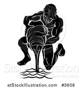 Vector Illustration of a Black and White Horoscope Zodiac Astrology Aquarius Water Bearer by AtStockIllustration