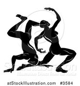 Vector Illustration of a Black and White Horoscope Zodiac Astrology Dancing Gemini Twins by AtStockIllustration