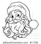 Vector Illustration of a Black and White Jolly Santa Face by AtStockIllustration