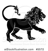 Vector Illustration of a Black and White Leo Lion Star Sign by AtStockIllustration