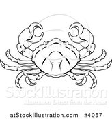 Vector Illustration of a Black and White Line Drawing of the Cancer Crab Zodiac Astrology Sign by AtStockIllustration