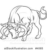 Vector Illustration of a Black and White Line Drawing of the Taurus Bull Zodiac Astrology Sign by AtStockIllustration