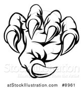 Vector Illustration of a Black and White Lineart Monster Claw with Sharp Talons by AtStockIllustration