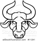 Vector Illustration of a Black and White Lineart Taurus Bull Astrology Zodiac Horoscope by AtStockIllustration