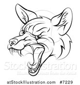 Vector Illustration of a Black and White Mad Fox Face by AtStockIllustration