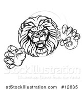 Vector Illustration of a Black and White Male Lion Attacking with a Video Game Controller in One Paw by AtStockIllustration