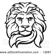 Vector Illustration of a Black and White Male Lion Head by AtStockIllustration