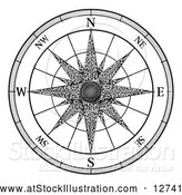 Vector Illustration of a Black and White Map Compass Rose by AtStockIllustration