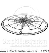 Vector Illustration of a Black and White Map Compass Rose by AtStockIllustration