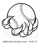 Vector Illustration of a Black and White Monster or Eagle Claws Holding a Baseball by AtStockIllustration