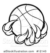 Vector Illustration of a Black and White Monster or Eagle Claws Holding a Basketball by AtStockIllustration