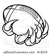 Vector Illustration of a Black and White Monster or Eagle Claws Holding a Football by AtStockIllustration