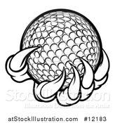 Vector Illustration of a Black and White Monster or Eagle Claws Holding a Golf Ball by AtStockIllustration