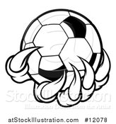 Vector Illustration of a Black and White Monster or Eagle Claws Holding a Soccer Ball by AtStockIllustration