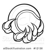 Vector Illustration of a Black and White Monster or Eagle Claws Holding a Tennis Ball by AtStockIllustration