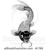 Vector Illustration of a Black and White Oriental Styled Koi Fish by AtStockIllustration