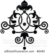 Vector Illustration of a Black and White Ornate Floral Tattoo by AtStockIllustration