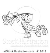 Vector Illustration of a Black and White Ornate Vintage Floral Design Element by AtStockIllustration