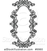 Vector Illustration of a Black and White Ornate Vintage Floral Frame by AtStockIllustration