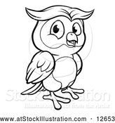 Vector Illustration of a Black and White Owl Mascot by AtStockIllustration