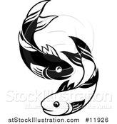Vector Illustration of a Black and White Pair of Fish by AtStockIllustration
