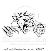 Vector Illustration of a Black and White Panther Clawing Through a Wall by AtStockIllustration