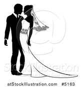 Vector Illustration of a Black and White Passionate Bride and Groom by AtStockIllustration