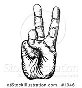 Vector Illustration of a Black and White Peace Hand by AtStockIllustration