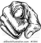 Vector Illustration of a Black and White Pointing Hand by AtStockIllustration