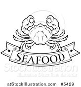 Vector Illustration of a Black and White Pork Seafood Banner and Crab by AtStockIllustration