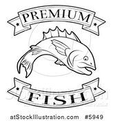 Vector Illustration of a Black and White Premium Fish Food Banners by AtStockIllustration