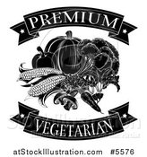 Vector Illustration of a Black and White Premium Vegetarian Food Banners and Produce by AtStockIllustration