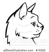 Vector Illustration of a Black and White Profiled Cat Face by AtStockIllustration