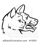 Vector Illustration of a Black and White Profiled Dog and Cat Faces by AtStockIllustration