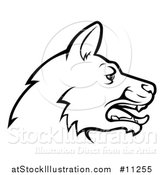 Vector Illustration of a Black and White Profiled German Shepherd Dog Face by AtStockIllustration