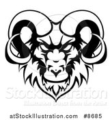 Vector Illustration of a Black and White Ram Head Mascot by AtStockIllustration