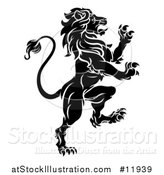 Vector Illustration of a Black and White Rampant Lion by AtStockIllustration